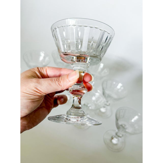 Transparent 1940s t.g. Hawkes Cut Crystal Champagne Sherbet Coupes, Set of 10 For Sale - Image 8 of 15