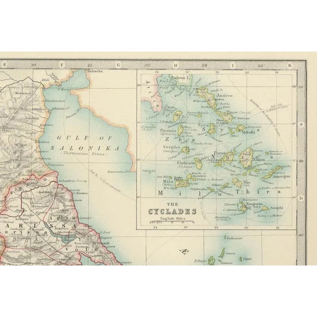 Antique Map of Greece and the Cyclades by Aeg, 1903 For Sale - Image 3 of 10
