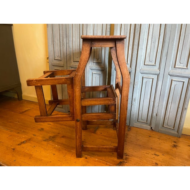 Wood Antique French Library Step Ladder, 1890s For Sale - Image 7 of 16