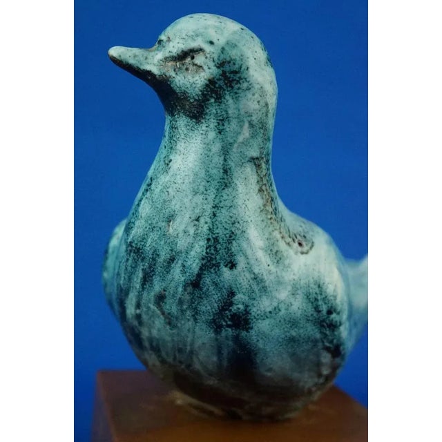Ceramic Dove Sculpture with Wooden Base by Giuseppe Rossicone, Italy, 1970s For Sale - Image 16 of 18