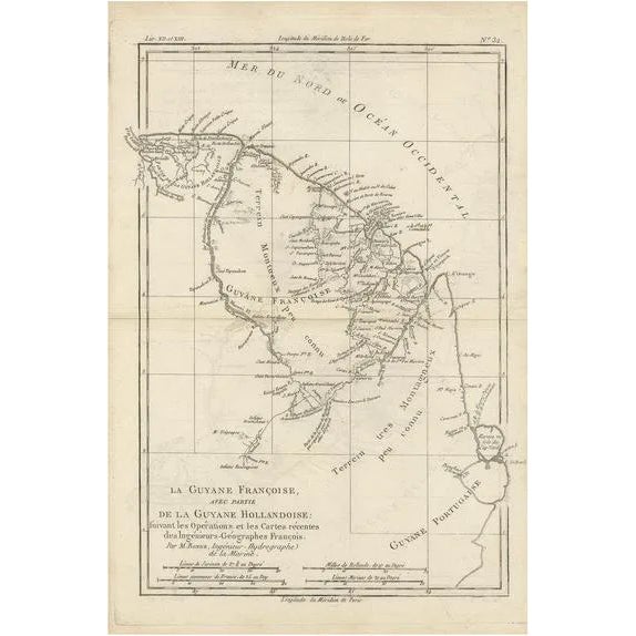 Antique Map of South America Depicting Guayana, 1780 For Sale
