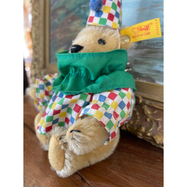 Beige Vintage Steiff Clown Teddy Bear Plush With Original Outfit and Hat, Made in West Germany.. For Sale - Image 8 of 11