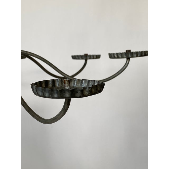 Mid 20th Century Vintage Metal Eight Arm Chandelier For Sale - Image 5 of 10