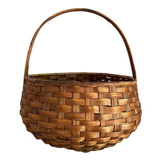 Vintage Splint Wood Basket For Sale
