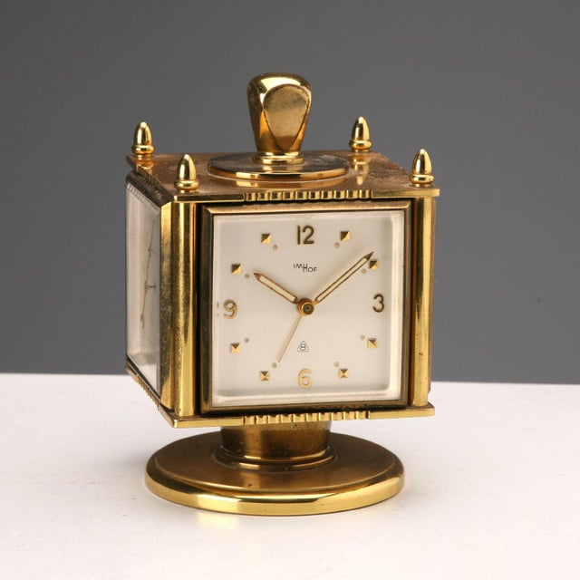 Table Clock in Gold-Plated Brass For Sale - Image 3 of 10