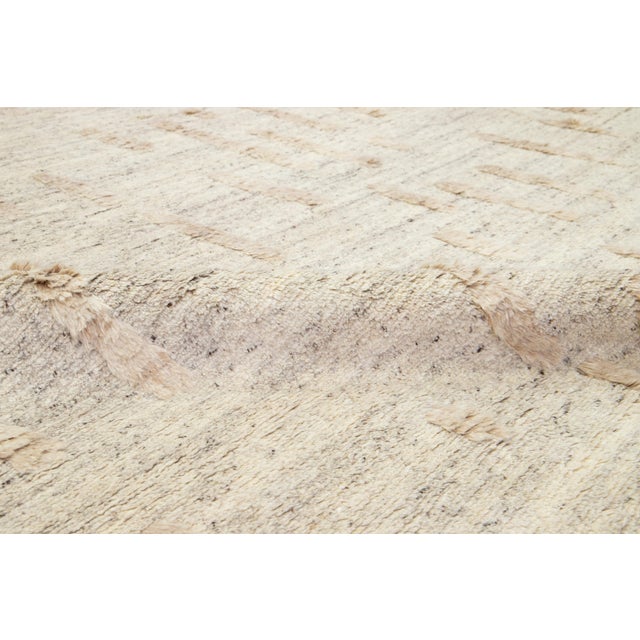 12 X 15 Room Size Modern Moroccan Designed Wool Rug in Beige For Sale - Image 10 of 11