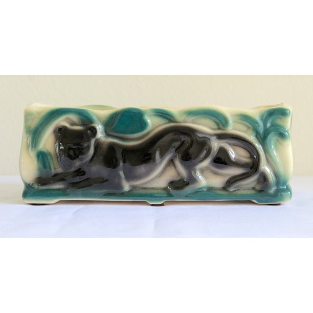 1950s Mid-Century Modern Black Panther Jungle Ceramic Planter For Sale - Image 4 of 9