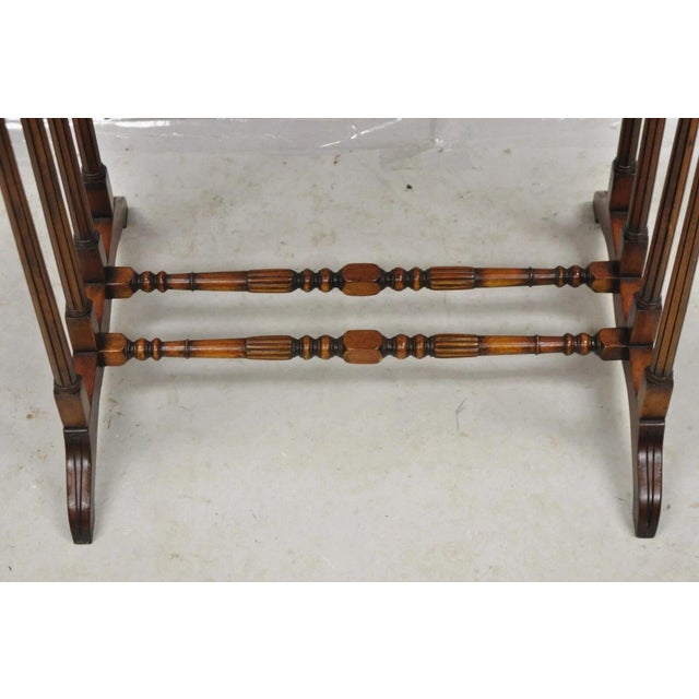 Regency Style Mahogany Brown Tooled Leather Accent Side Table by Highland House For Sale In Philadelphia - Image 6 of 12