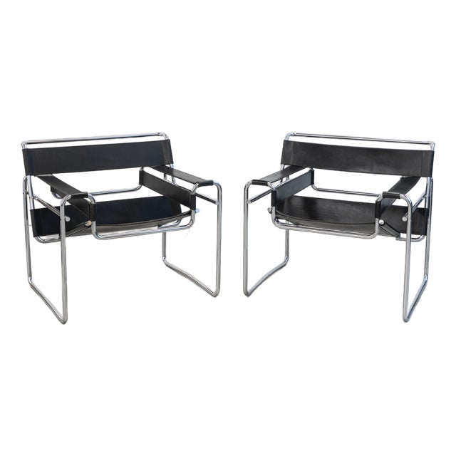 1960s Knoll Wassily Chairs by Marcel Breuer Made in Italy Set of 2 For Sale