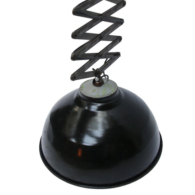 Vintage Industrial Black Enamel and Iron Scissor Pendant Light, 1950s For Sale - Image 4 of 10