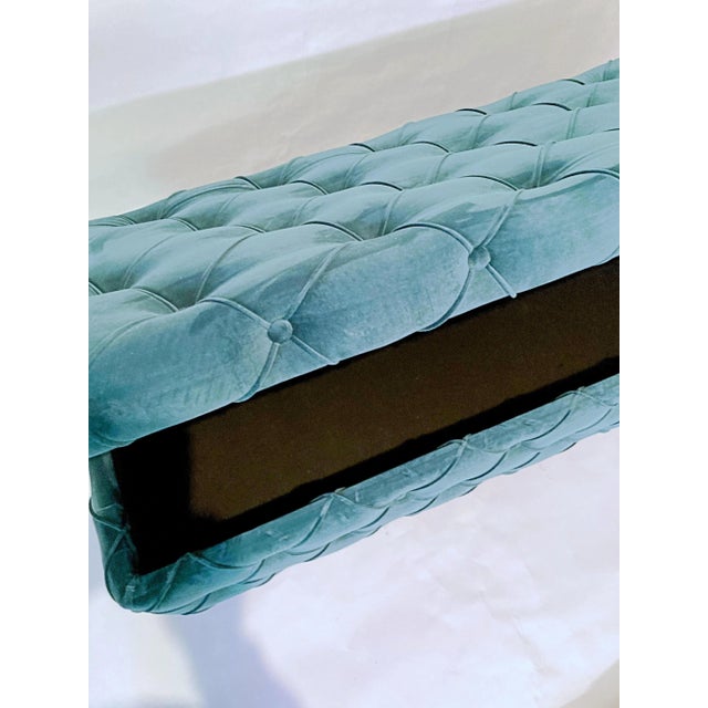 Green Tufted Hunter Green Rectangular Ottoman For Sale - Image 8 of 10