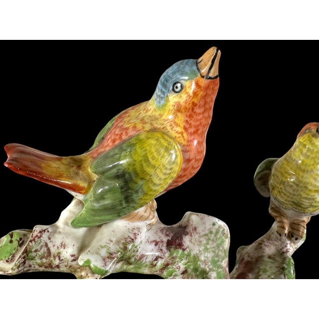 French Pair of Porcelain Finch Birds on Branches, France, Early 20th Century For Sale - Image 3 of 12