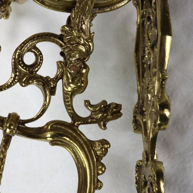 Brass Antique Figural Gilt Bronze Three-Candle Wall Sconce With Mask C1920 For Sale - Image 8 of 9