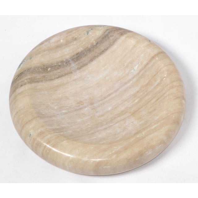 Mid-Century Modern Round Tan Beige Carrara Marble Bowl Centerpiece Italy For Sale - Image 9 of 12