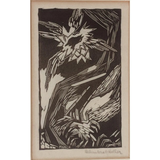 Metal Early 20th Century Abstract "March" Linocut Signed by Helen West Heller For Sale - Image 7 of 10