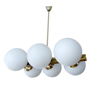 Vintage Glass Pendant Light in the style of Stilnovo, 1950s For Sale