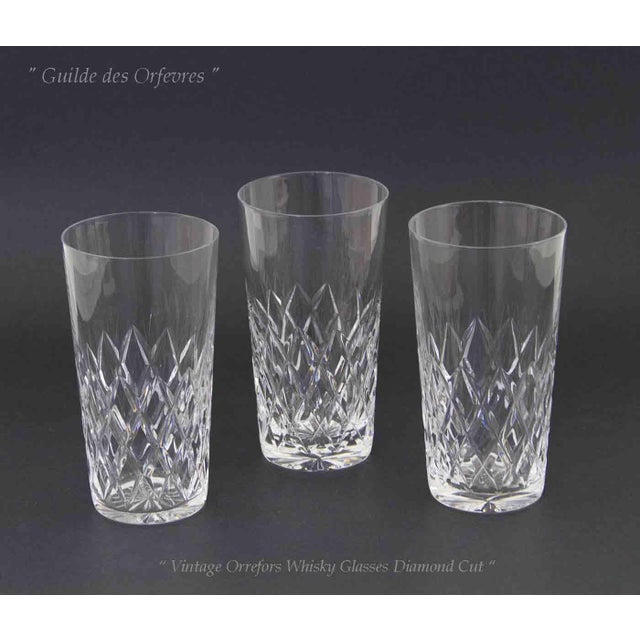 Mid-Century Modern 1960s Exceptional Set of 6 Orrefors Diamond Cut Tumblers or Scotch-Whisky Glasses, For Sale - Image 3 of 13