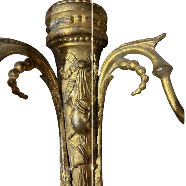 Late 18th Century Pair 18th C French Louis XVI Gilt Bronze 2 Light Sconces For Sale - Image 5 of 5