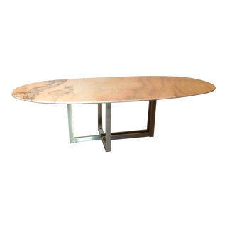 Vintage Mid Century Modern Italian Marble and Brass Dining Table For Sale