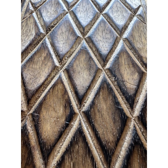 Vintage Brutalist Hand-Carved Oak Wall Sconces with Brass and Wrought Iron, 1970s, Set of 2 For Sale - Image 9 of 10