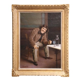 19th Century Belgian Genre Oil Painting by Alex De Andreis in Giltwood Frame For Sale