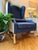 Restoration Hardware Wingback Chair in Navy Blue For Sale - Image 15 of 18