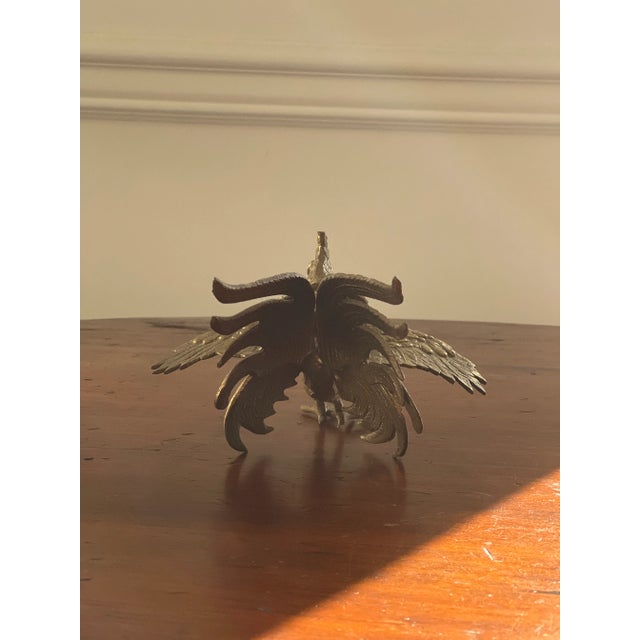 Metal Mid 20th Century Brass Fighting Roosters- a Pair For Sale - Image 7 of 12