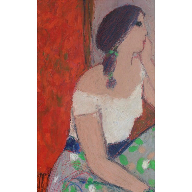 Contemporary Michel Sarazin, Portrait of a Pensive Woman, 2000s, Oil Pastel on Board, Framed For Sale - Image 3 of 18