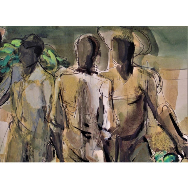 Impressionist Jonathan Scott, banana market, Circa 1960 For Sale - Image 3 of 6