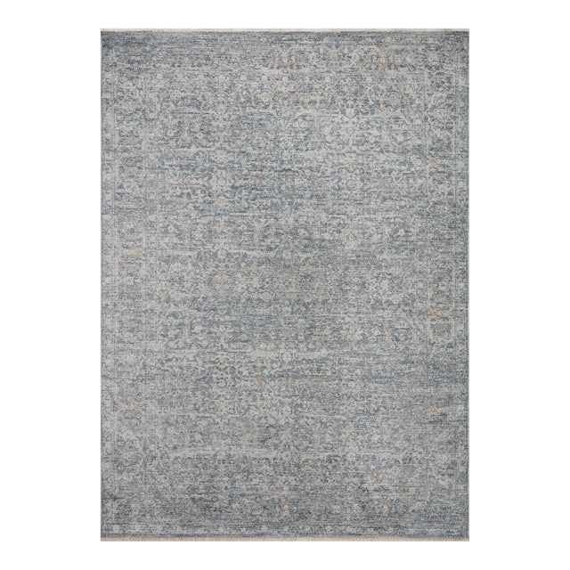 Angela Rose x Loloi Blake Rug Denim / Taupe 9' x 13' Area Rug For Sale