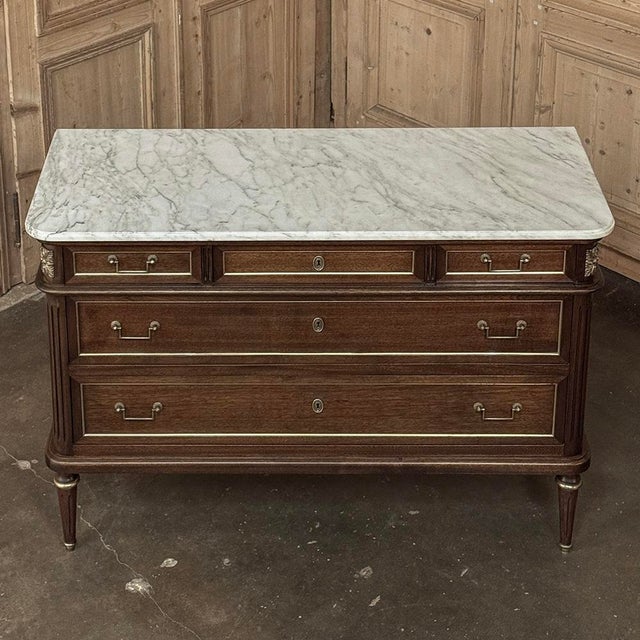 French Directoire Neoclassical Carrara Marble Top Commode For Sale - Image 15 of 18