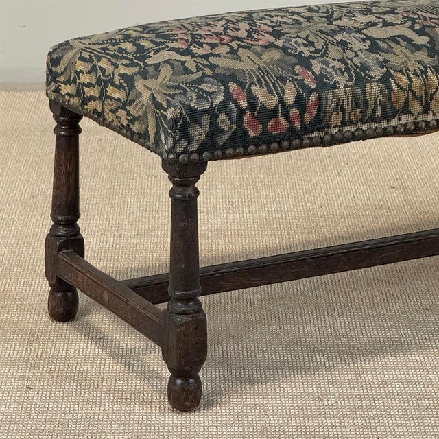 Antique Renaissance Revival Floral Needlepoint Tapestry Bench For Sale - Image 9 of 18
