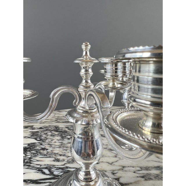Silver-Plated Metal Candelabra, 1900s For Sale - Image 3 of 10