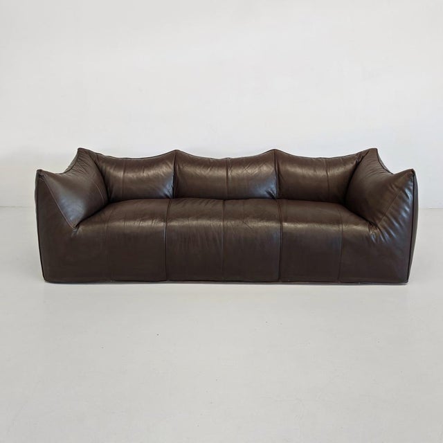 Le Bambole 3-Seater Sofa in Dark Brown Leather by Mario Bellini for B&B Italia, 1970s, in Good conditions. Designed 1970...
