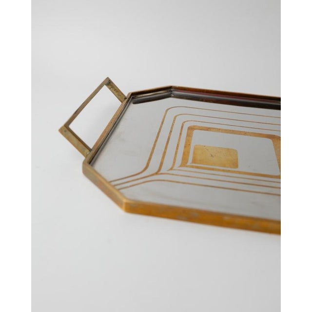 Mid-Century Octagonal Stainless Steel Tray with Brass Rim, 1970s For Sale - Image 11 of 12
