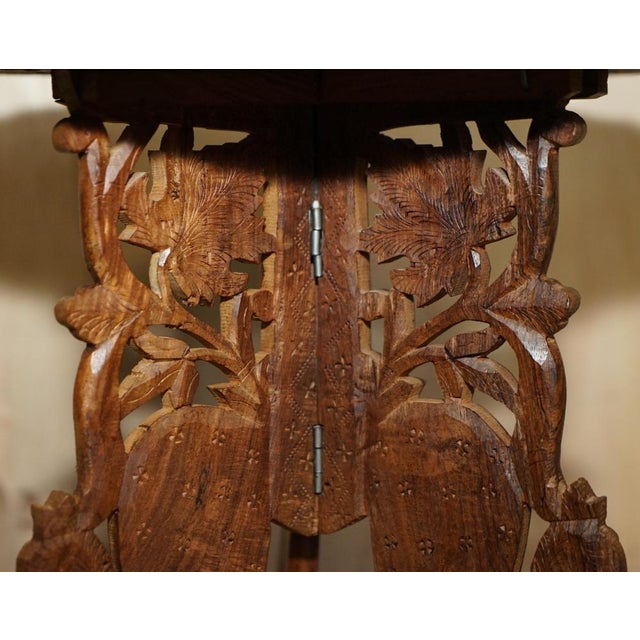 Wood Burmese Octagonal Carved Side Table from Liberty For Sale - Image 7 of 17