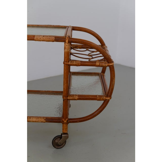 Danish Bamboo and Rattan Bar Cart, 1950s For Sale - Image 13 of 18