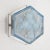 Vintage original midcentury wall light or flush mount with hexagonal steel frame and hexagonal light blue frosted glass...