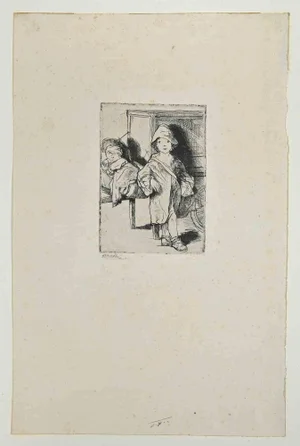 Bernard Naudin, Children, Original Etching, Early 20th-Century