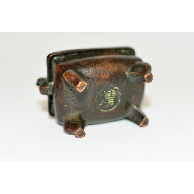4 Antique Chinese Solid Bronze Mini Censers Incense Burners For Sale - Image 18 of 18