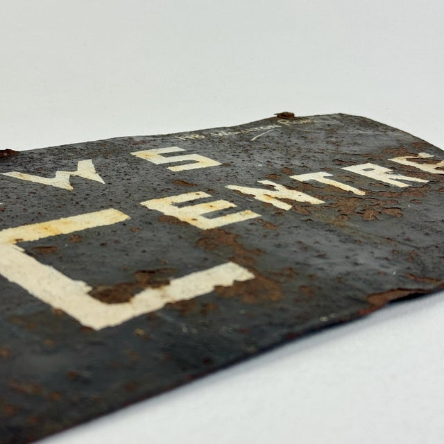 Brown Vintage Salvaged British Delivery Bicycle Trade Metal 'News Centre' Sign For Sale - Image 8 of 8