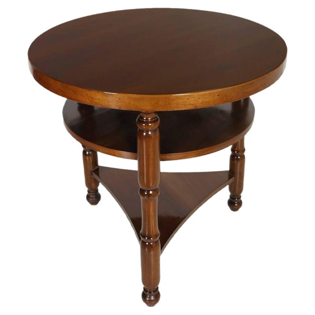 Walnut Round Side Table, 1960s For Sale