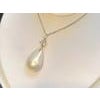 Pear Mabe Pearl & 0.36 Ct Diamond Pendant/ Necklace 14 Kt White Gold with Chain For Sale - Image 16 of 18