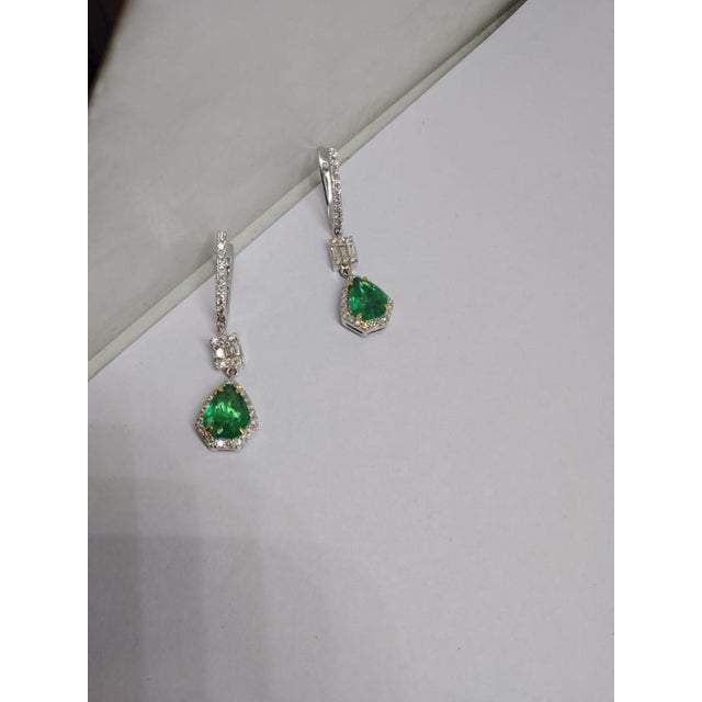 Natural 18k Gold Diamond & Color Stone Stud Earrings, New Design For Sale - Image 4 of 8