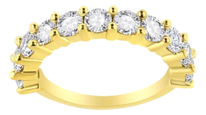 14K Yellow Gold Plated .925 Sterling Silver 2.00 Cttw Shared Prong Set Round-Diamond 11 Stone Band Ring (J-K Color, I1-I2 Clarity) - Size 6