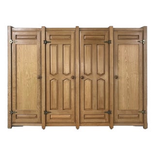 Wardrobe in Oak and Bronze by Guillerme Et Chambron, 1960s For Sale