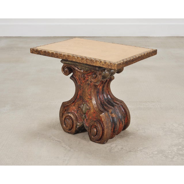Late 20th Century Italian Baroque Carved Gilt Fragment Pedestal Drink Table For Sale - Image 5 of 18