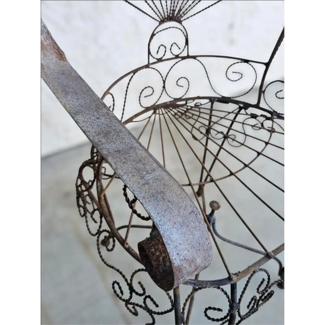 Vintage Wrought Iron Peacock Armchair For Sale - Image 4 of 15