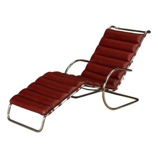 Oxblood Leather Mr Adjustable Chaise Lounge by Mies Van Der Rohe for Knoll Intl For Sale