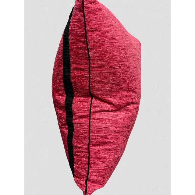 2020s Fuchsia and Black Tape, Cord Custom Pillow Pair For Sale - Image 5 of 9